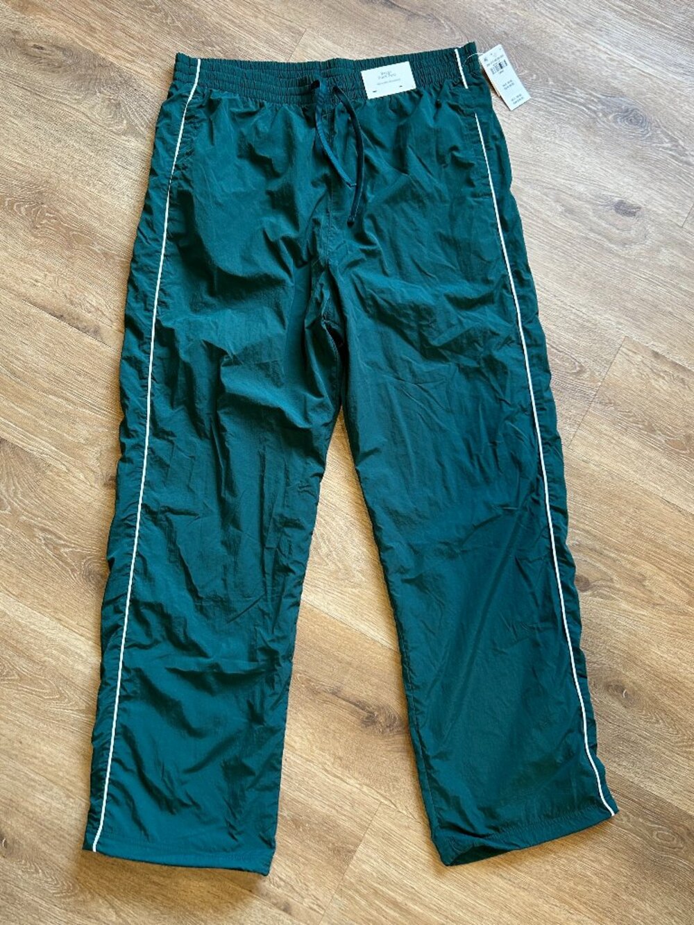 NWT Hollister Green and White Men's Baggy Track Pants Size Large